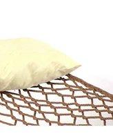 Polyester Rope Double Hammock with 15-Foot Steel Stand - 400-Pound Capacity - Black Stand - Brown