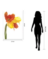 Empire Art Direct Orange Yellow Parrot Tulip on White Frameless Free Floating Tempered Glass Panel Graphic Wall Art, 48" x 32" x 0.2"