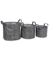 Design Imports Polyethylene Coated Woven Paper Laundry Bin Tribal Chevron Round Set of