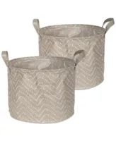 Design Imports Polyethylene Coated Woven Paper Laundry Bin Tribal Chevron Stone Round Set of 2