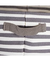 Design Imports Polyethylene Coated Herringbone Woven Cotton Laundry Bin Stripe Rectangle Set of 3