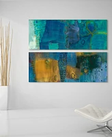 Empire Art Direct Reedy Blue I Iii Frameless Free Floating Tempered Art Glass Abstract Wall Art, 63" x 24" x 0.2"
