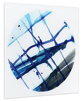 Empire Art Direct Blue Stripes 2 Frameless Free Floating Tempered Glass Panel Graphic Abstract Wall Art, 38" x 38" x 0.2"