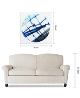 Empire Art Direct Blue Stripes 2 Frameless Free Floating Tempered Glass Panel Graphic Abstract Wall Art, 38" x 38" x 0.2"