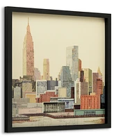 Empire Art Direct New York Skyline Abc Dimensional Collage Framed Graphic Art Under Glass Wall Art, 25" x 25" x 1.4"