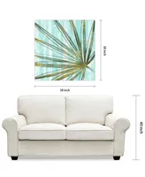 Empire Art Direct Beach Frond in Gold I I Frameless Free Floating Tempered Art Glass Wall Art, 38" x 38" x 0.2"