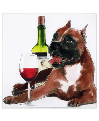 Empire Art Direct Happy Hour Frameless Free Floating Tempered Glass Panel Graphic Dog Wall Art, 20" x 20" x 0.2"