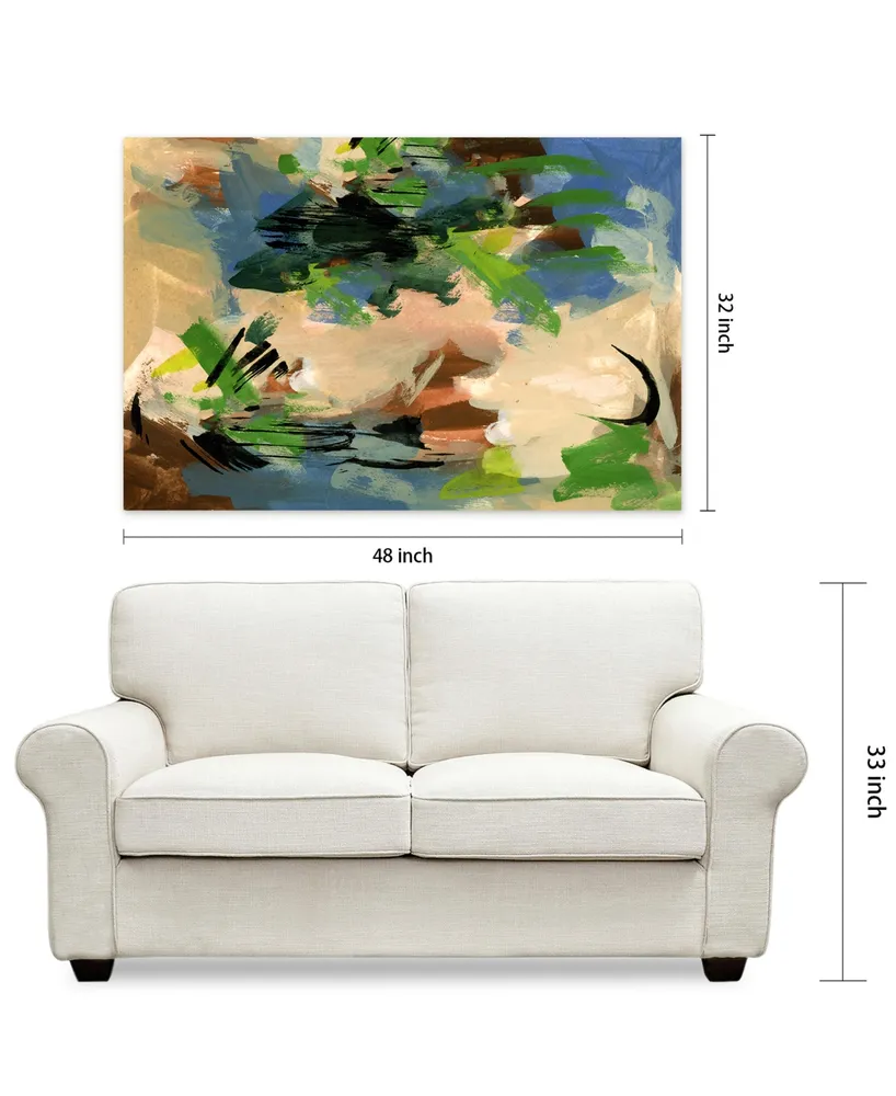 Empire Art Direct Linen Blues I Ii Frameless Free Floating Tempered Glass Panel Graphic Abstract Wall Art, 48" x 32" x 0.2"