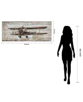 Empire Art Direct Model airplane Metallic Handed Painted Rugged Wooden Wall Art, 24" x 60" x 2.6"