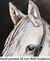 Empire Art Direct White horse Mixed Media Iron Hand Painted Dimensional Wall Art, 48" x 32" x 2.2"