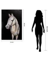 Empire Art Direct White horse Mixed Media Iron Hand Painted Dimensional Wall Art, 48" x 32" x 2.2"