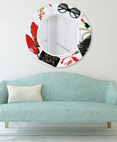 Empire Art Direct Boss Lady Round Beveled Wall Mirror on Free Floating Reverse Printed Tempered Art Glass, 36" x 36" x 0.4"