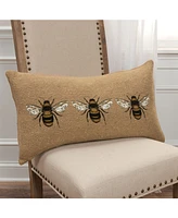 Rizzy Home Bees Polyester Filled Decorative Pillow, 14" x 26"