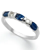 14k White Gold Ring, Sapphire (1 ct. t.w.) and Diamond (1/8 ct. t.w.) Ring