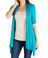 24seven Comfort Apparel Loose Fit Open Front with Half Sleeve Cardigan