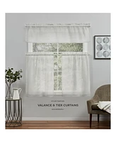 Exclusive Home Curtains Belgian Sheer Rod Pocket Tier Curtain Panel Pair, 26" x 36", Set of 2 - Silver