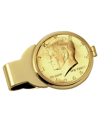 Men's American Coin Treasures Gold-Layered Jfk 1964 First Year of Issue Half Dollar Coin Money Clip