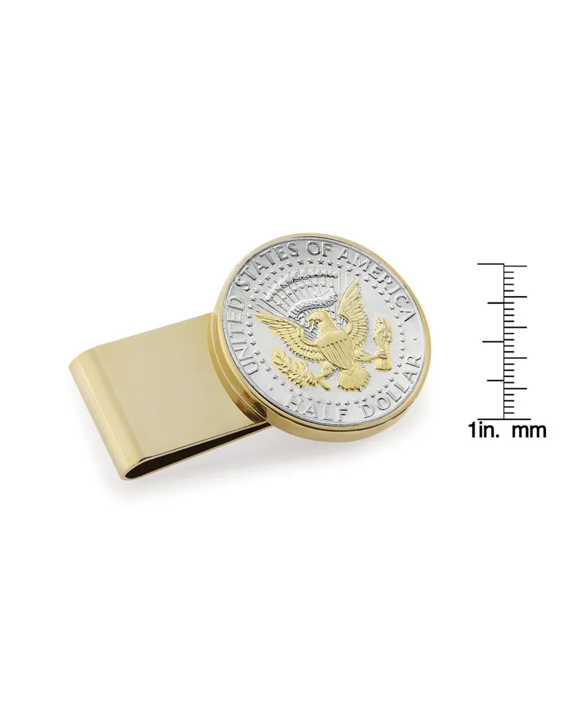 Men's American Coin Treasures Selectively Gold-Layered Presidential Seal Jfk Half Dollar Stainless Steel Coin Money Clip
