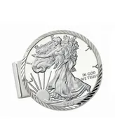 Men's American Coin Treasures Sterling Silver Diamond Cut Coin Money Clip with Proof American Silver Eagle Dollar