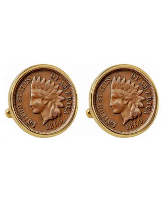 American Coin Treasures 1800's Indian Penny Bezel Coin Cuff Links