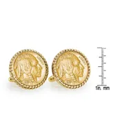 American Coin Treasures Gold-Layered 1913 First-Year-Of-Issue Buffalo Nickel Rope Bezel Coin Cuff Links