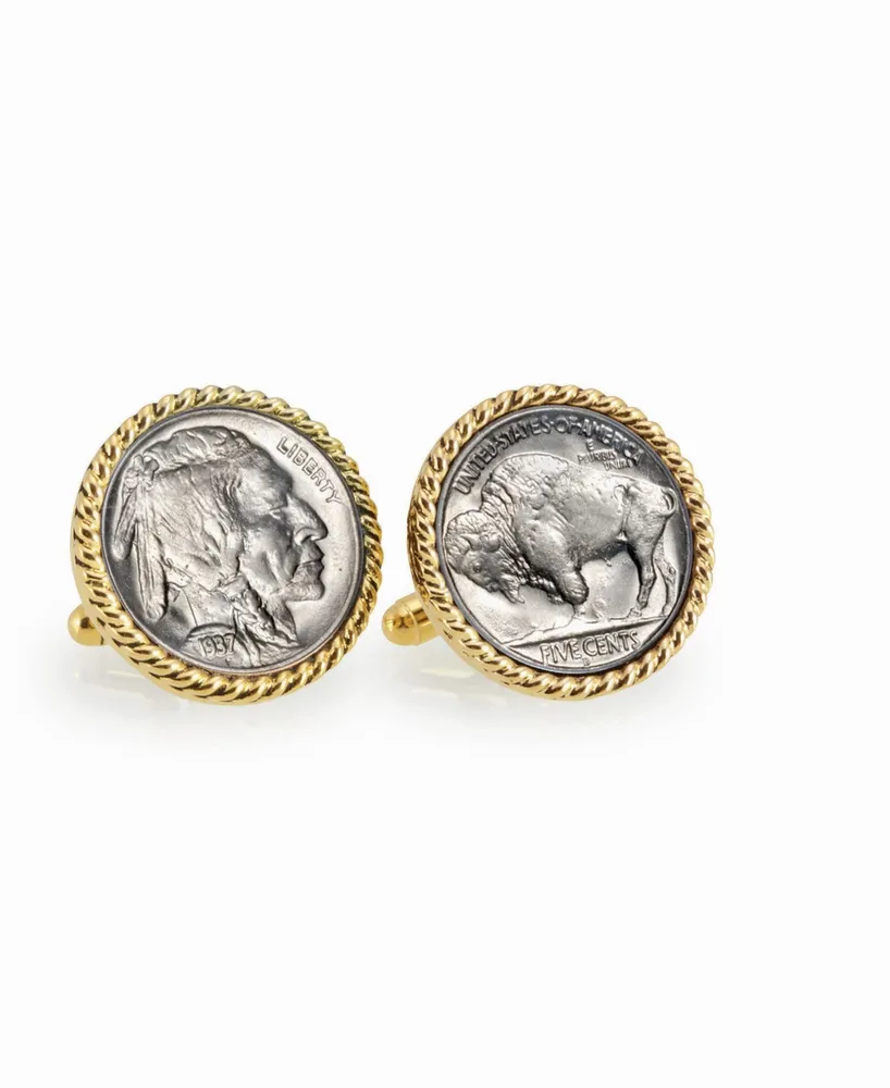 American Coin Treasures Buffalo Nickel Rope Bezel Coin Cuff Links