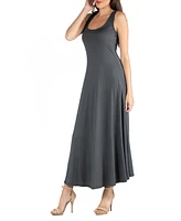 24seven Comfort Apparel Slim Fit A-Line Sleeveless Maxi Dress