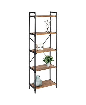 Honey Can Do 5-Tier Industrial Black Bookshelf