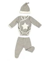 Earth Baby Outfitters Baby Boys or Baby Girls Bodysuit, Pants, and Hat