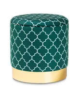Furniture Serra Glam and Luxe Quatrefoil Upholstered Storage Ottoman