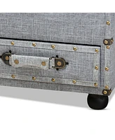 Furniture Flynn Modern Transitional Upholstered 2 Drawer Storage Trunk Ottoman
