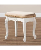 Furniture Gabrielle Traditional French Country Provincial Upholstered Vanity Ottoman