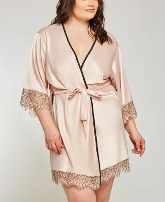 iCollection Plus Eyelash Flower Lace Wrap Robe Lingerie, Online Only