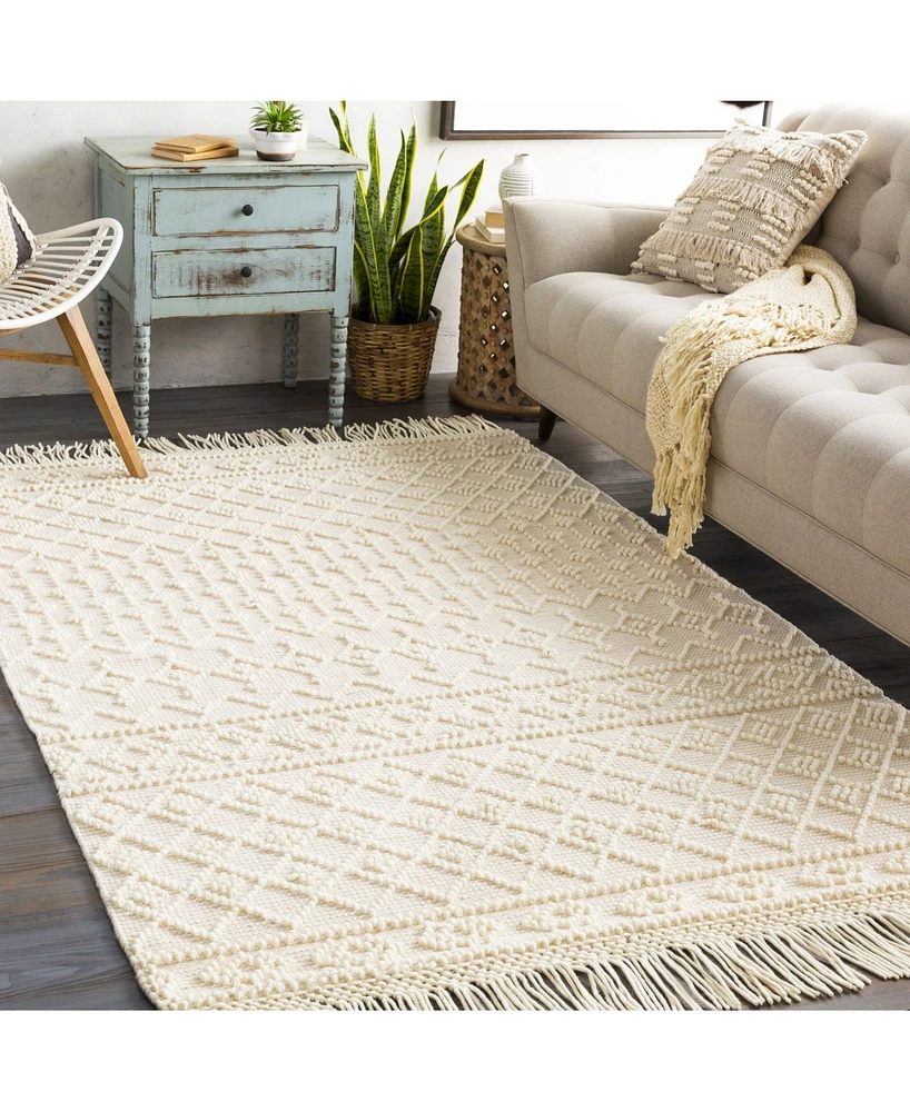 Livabliss Farmhouse Tassels Fts-2305 White 9' x 12' Area Rug