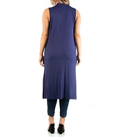 24seven Comfort Apparel Plus Asymmetric Open Front Cardigan Sweater