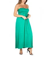 24seven Comfort Apparel Plus Strapless Maxi Dress