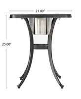 Noble House Ava Outdoor Cast Chat Table with Ice Bucket