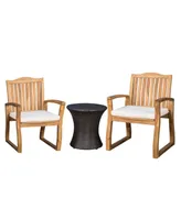 Noble House Avalon Outdoor 3 Piece Chat Set with Hourglass Table