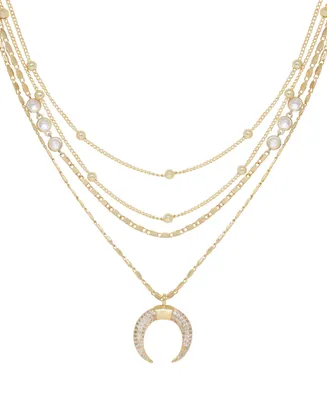Ettika Layered Chain Crescent Horn Women's Necklace