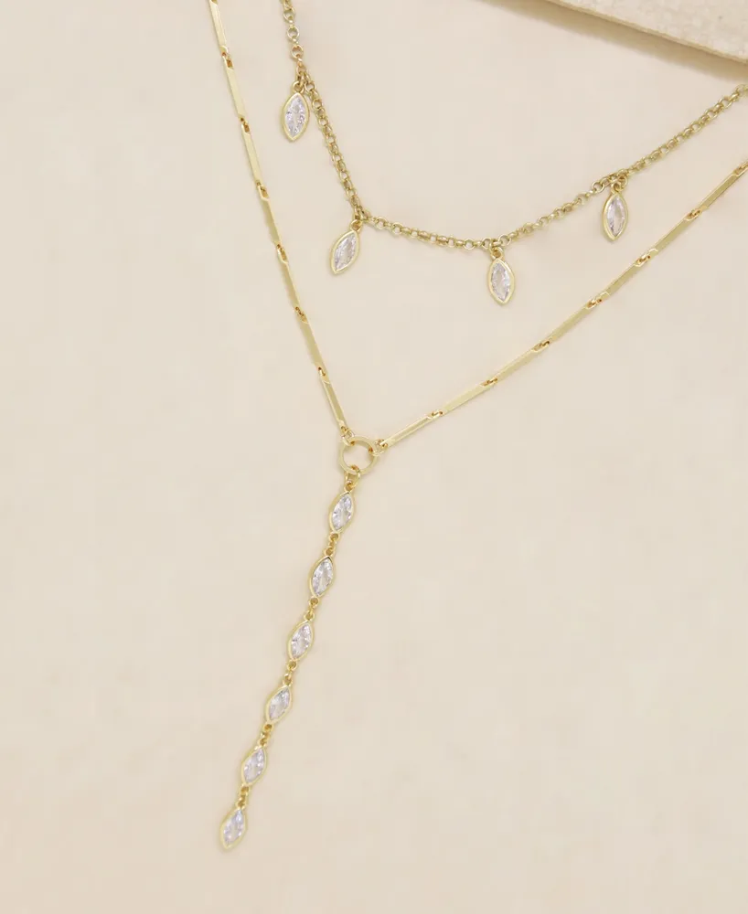 Ettika Ariella Glass Crystal Layered Lariat Women's Necklace Set