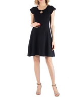 24seven Comfort Apparel Maternity Dress with Keyhole Neck