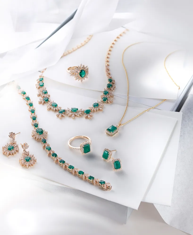 Effy Emerald (6-3/8 ct. t.w.) & Diamond (1-1/5 ct. t.w.) Link Bracelet in 14k Gold