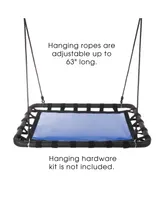 Hey Play Platform Swing - 40" X 30" Hanging Outdoor Tree Or Playground Equipment Standing Rectangle Bench Swing Accessory With Adjustable Rope