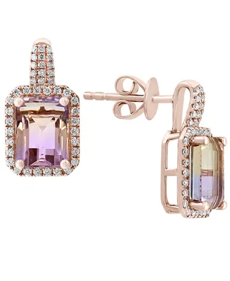 Lali Jewels Ametrine (2-7/8 ct. t.w.) & Diamond (1/4 ct. t.w.) Drop Earrings in 14k Rose Gold