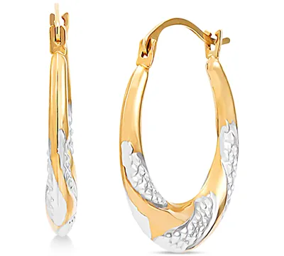 Two-Tone Swirl Hoop Earrings in 14k Gold & White Rhodium-Plate