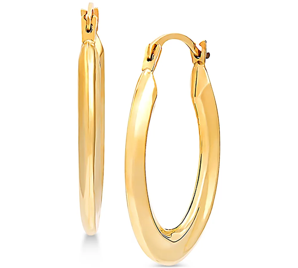Twist-Look Oval Hoop Earrings in 14k Gold