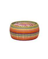 Household Essential Indoor Outdoor Resin Wicker Low Barrel Basket Side Table