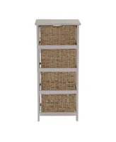 Household Essential Whitewash 4-Basket Storage Tower