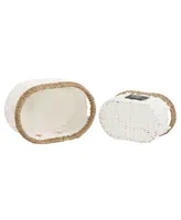 Paper Rope and Sea Grass Oval Basket, Set of 2