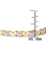 Diamond Accent Heart X Link Bracelet Silver Plate